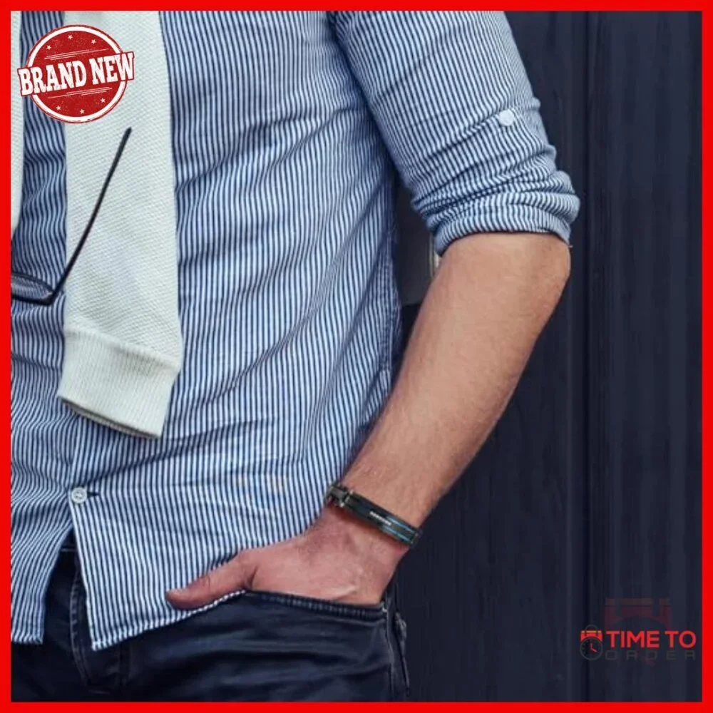 Stainless Steel Link Bracelet with Hidden Clasp for Men